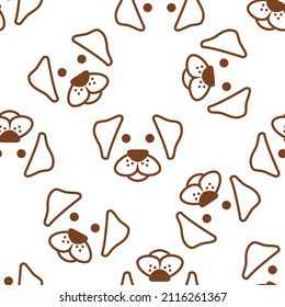 cute dog head outline seamless pattern vector illustration