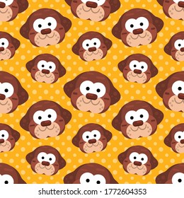 cute dog head seamless pattern vector illustration 