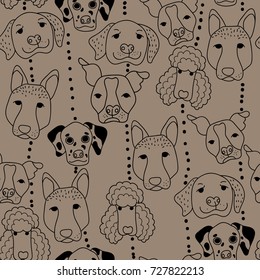 cute dog head seamless pattern