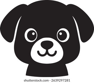 cute dog head silhouette in vector style