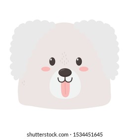 cute dog head tongue out on white background vector illustration