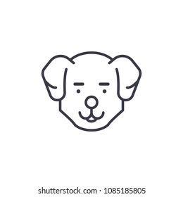 cute dog head vector line icon, sign, illustration on background, editable strokes