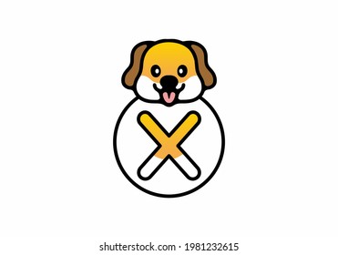 Cute dog head with X initial letter design