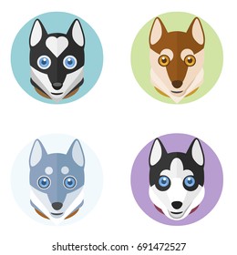 Cute dog heads. Vector hand drawn illustration. 