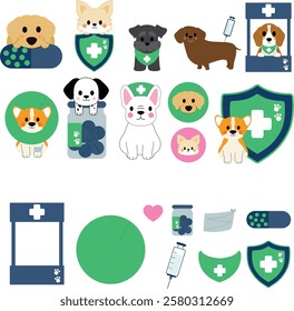 cute dog, healthy puppy, vet dog illustration, medical pet clip art, dog with stethoscope, wellness puppy, dog checkup, veterinary pet graphic