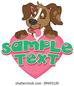Cute dog with heart symbol and place for copy