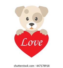 cute dog and heart with text