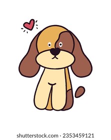 Cute Dog with Heart Vector Clip Art