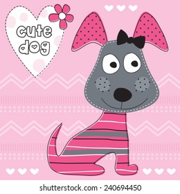 cute dog with heart vector illustration