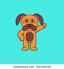 Cute dog hero. Animal cartoon concept isolated. Can used for t-shirt, greeting card, invitation card or mascot.