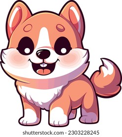 lindo perro que está mirando la cámara y sonríe, en el estilo de rojo claro y naranja claro