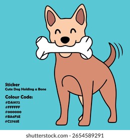 Cão bonito segurando uma ilustração de arte óssea