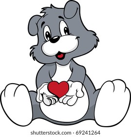 cute dog holding heart