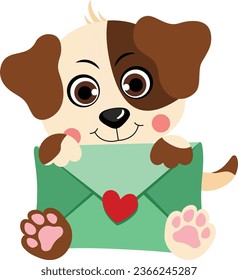 Cute dog holding a letter envelope
