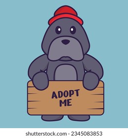 Cute dog holding a poster Adopt me