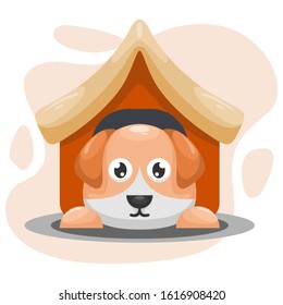 CUTE DOG WITH THE HOME CARTOON VECTOR