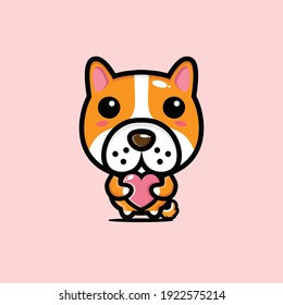 cute dog hugging love heart