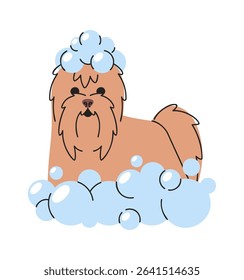 Cute dog hygiene procedure cartoon