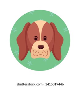 cute dog icon cartoon profile portrait brown in round icon