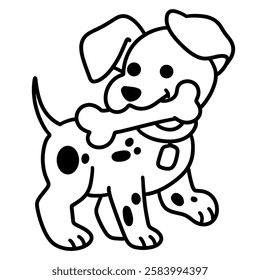 Cute dog icon illustration, white and black illustration