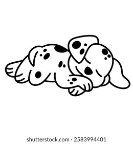 Cute dog icon illustration, white and black illustration
