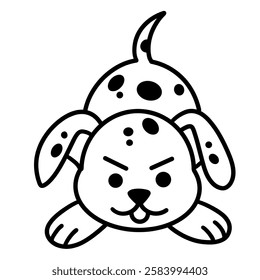 Cute dog icon illustration, white and black illustration