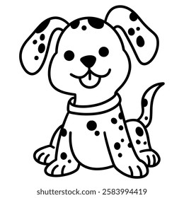 Cute dog icon illustration, white and black illustration
