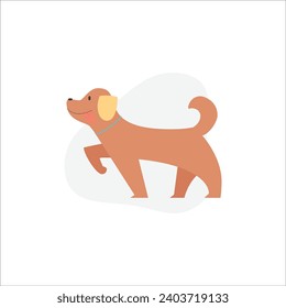Cute dog icon on white background. Vector illustration in flat style.