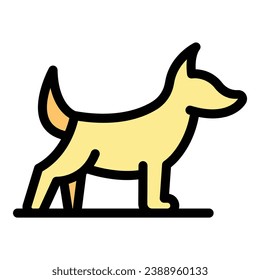 Cute dog icon outline vector. Walk pet. Summer park color flat