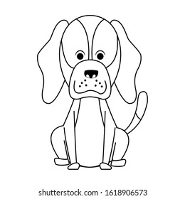 cute dog icon over white background, vector illustration