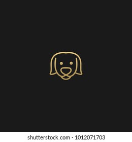 Cute dog icon set on black background. Vector element