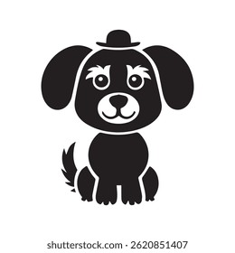 A cute DOG icon silhouette vector on a white background.