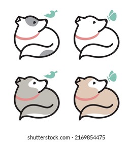 Cute dog icons illustration - Vector