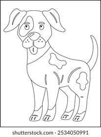 Cute Dog illustration coloring book for kids.