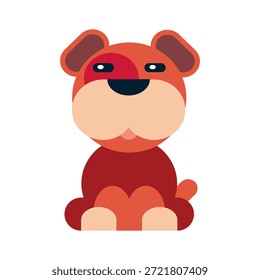 Cute dog illustration in flat geometry style. Vector house dog basic design. Kid's brown dog.
