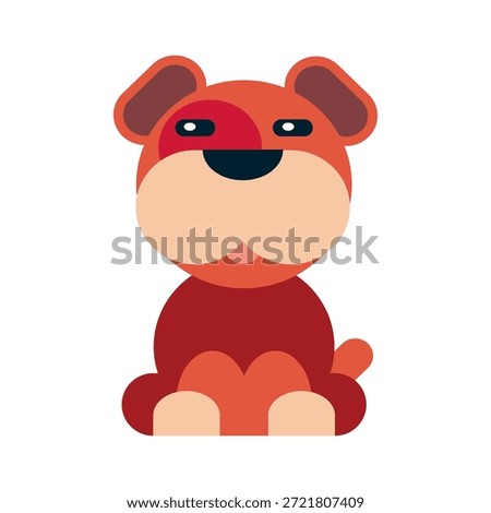 Cute dog illustration in flat geometry style. Vector house dog basic design. Kid's brown dog.