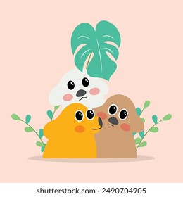 cute dog illustration, with happy expression, flat design style