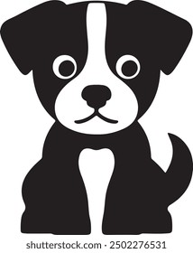 Cute dog illustration with innocent face.