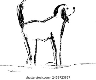 cute dog illustration pencil drawing, vector graphics.