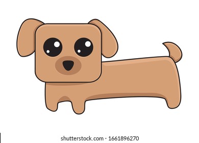 Cute dog illustration with a rectangle 
head. hand drawn animal vector illustration.