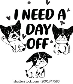 cute dog illustration with slogan. pug dog with heart. cute dog with butterfly