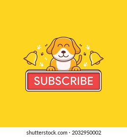 cute dog illustration with subscribe button