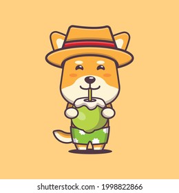 Cute dog illustration. Summer time. Cute vector design character. Vector isolated flat illustration for poster, brochure, web, mascot, sticker, logo and icon.