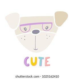Cute dog and inscription for Baby and Kid Girl t shirt Print