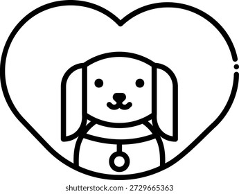 Niedlicher Hund innerhalb der Herzlinie Kunstsymbol
