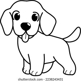 Cute dog isolated on white background,vector illustration,coloring book page