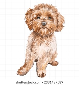 Cute dog isolated on white background Watercolor hand drawn illustration