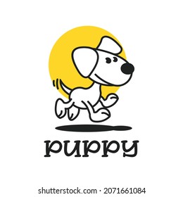 cute dog jump logo vector