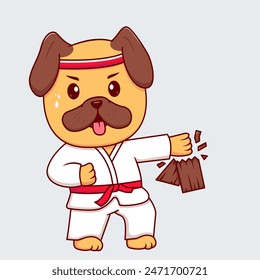 Cute Dog Karate Cartoon Vector Icon Illustration