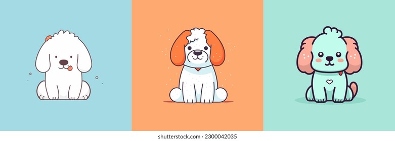 Cute Dog kawaii cartoon shih tzu chibi illustration set collection